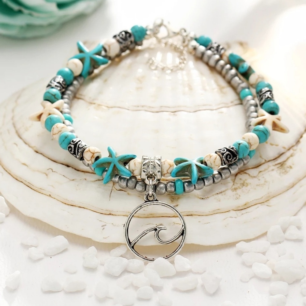 🔹️Ocean Wave & Starfish Bracelet/Anklet - Picture 4 of 6